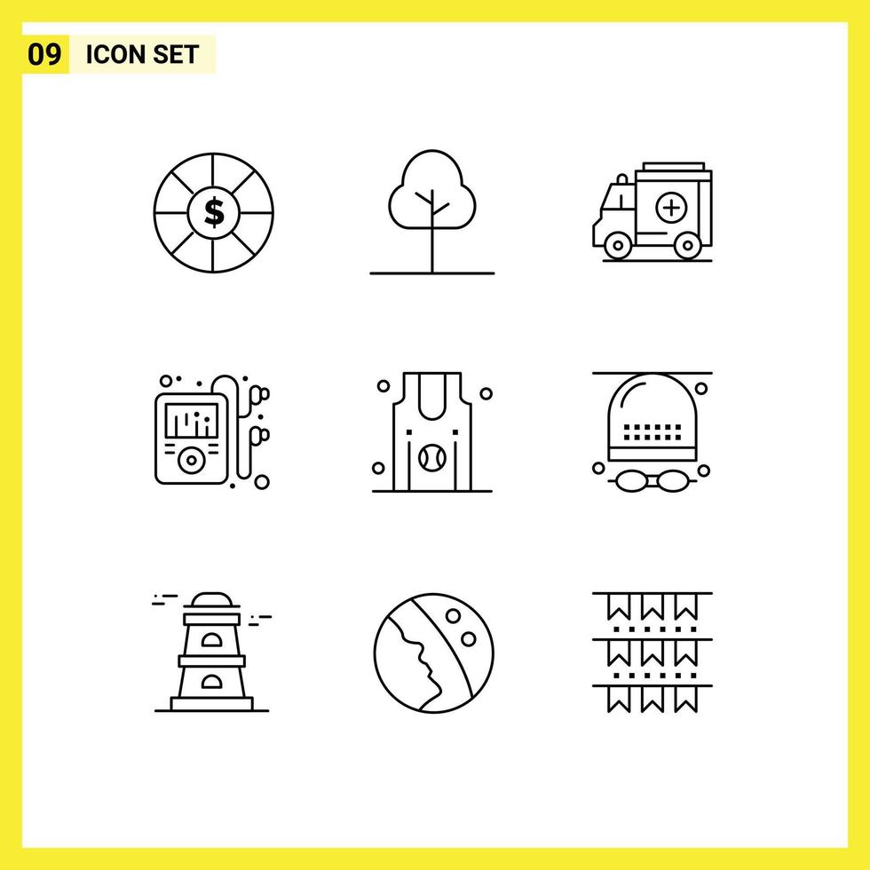 9 Outline concept for Websites Mobile and Apps athletics team medicine sports basketball Editable Vector Design Elements