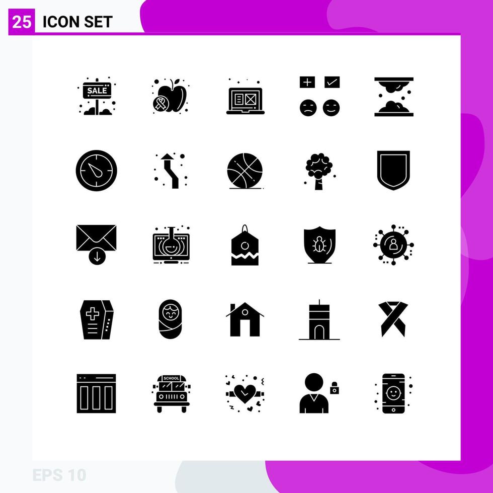 Stock Vector Icon Pack of 25 Line Signs and Symbols for add sad food happy graphic design Editable Vector Design Elements