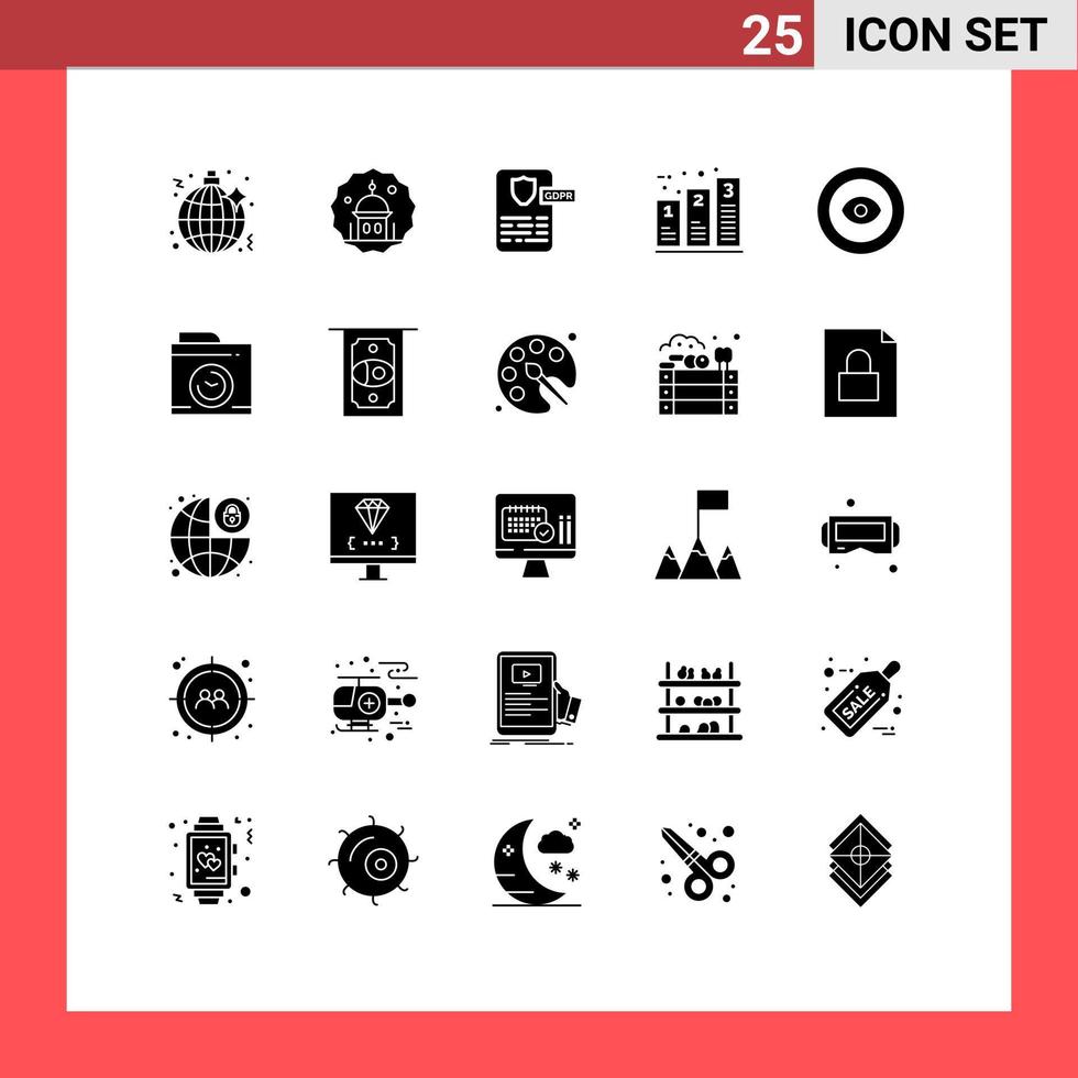 Set of 25 Modern UI Icons Symbols Signs for phases graph pray chart project Editable Vector Design Elements