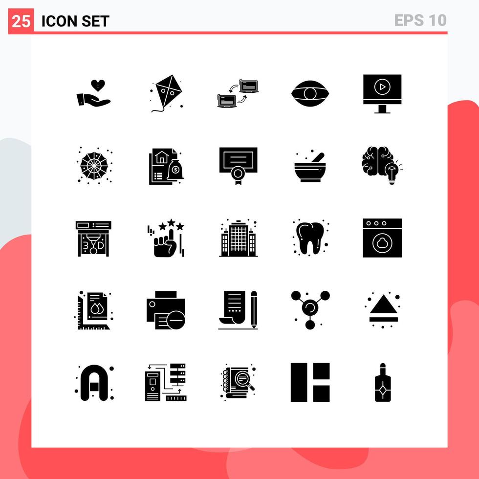 Stock Vector Icon Pack of 25 Line Signs and Symbols for vision face spring eye network Editable Vector Design Elements