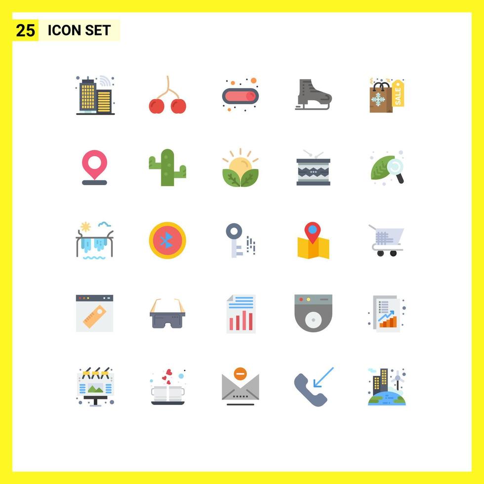 Flat Color Pack of 25 Universal Symbols of location shopping toggle christmas ice skates Editable Vector Design Elements