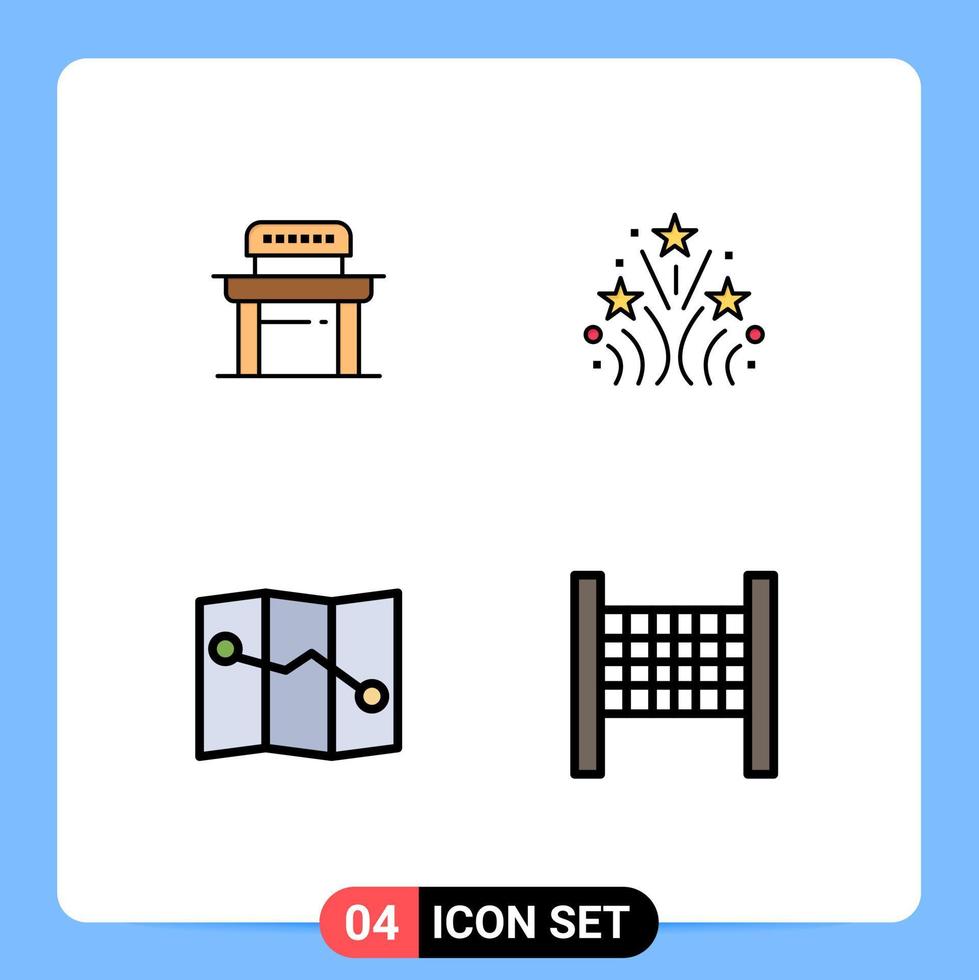 Stock Vector Icon Pack of 4 Line Signs and Symbols for desk point school love sport Editable Vector Design Elements
