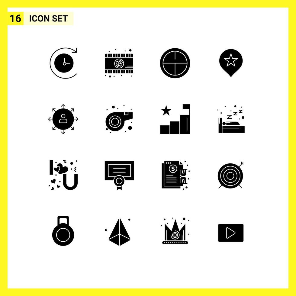 16 Solid Glyph concept for Websites Mobile and Apps ways human location employee arrows Editable Vector Design Elements