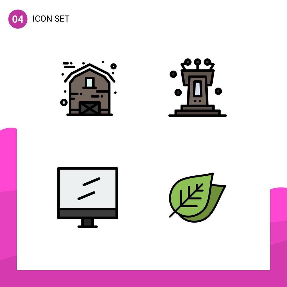 Stock Vector Icon Pack of 4 Line Signs and Symbols for barn display thanksgiving speech ecology Editable Vector Design Elements