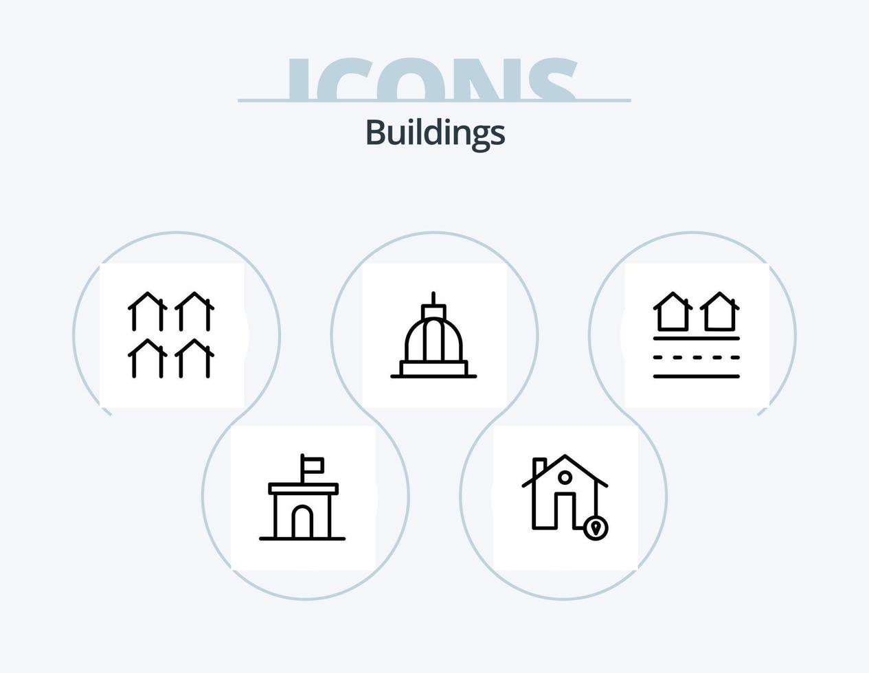Buildings Line Icon Pack 5 Icon Design. buildings. architecture. electricity. residence. house vector