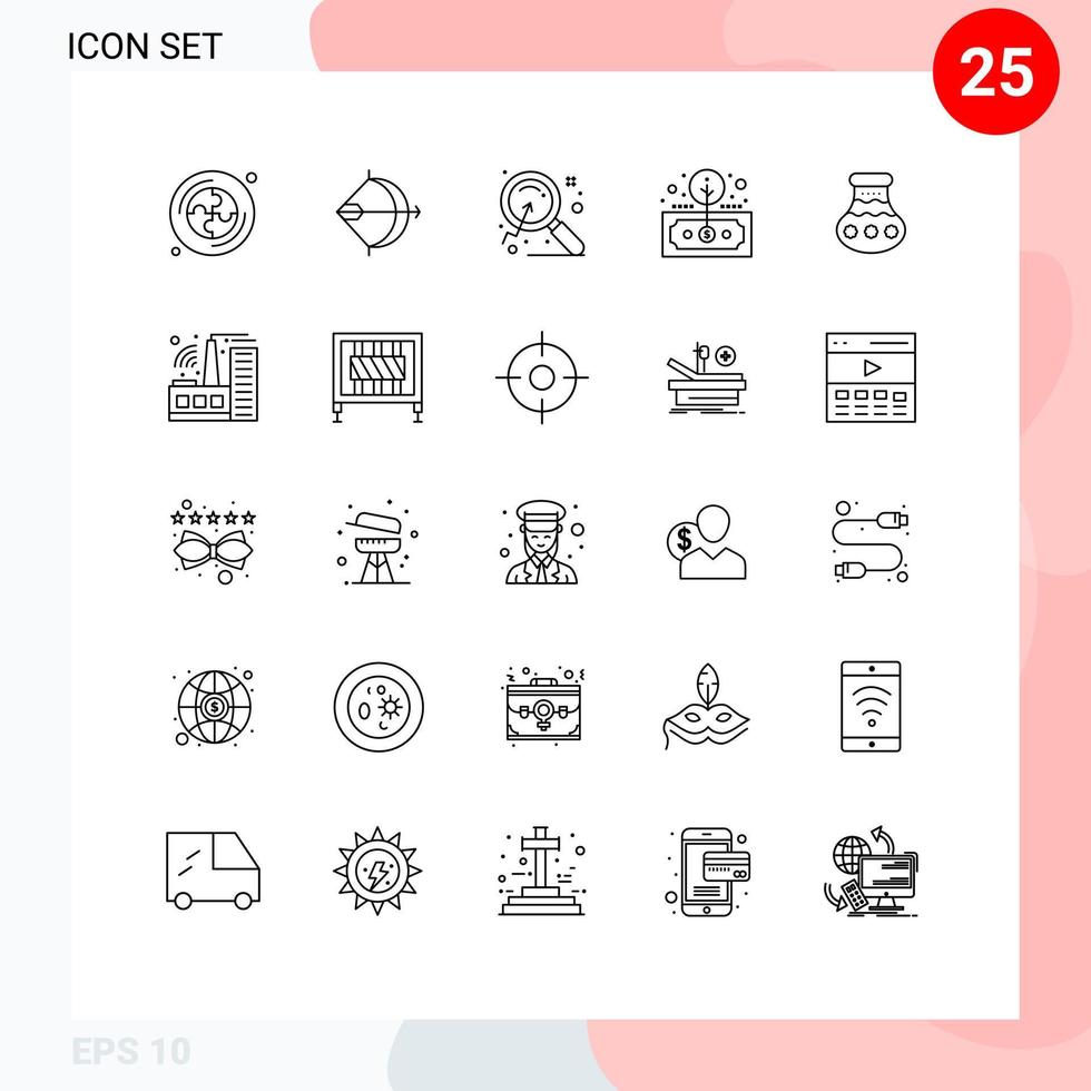 25 Line concept for Websites Mobile and Apps pot return magnify investment asset Editable Vector Design Elements