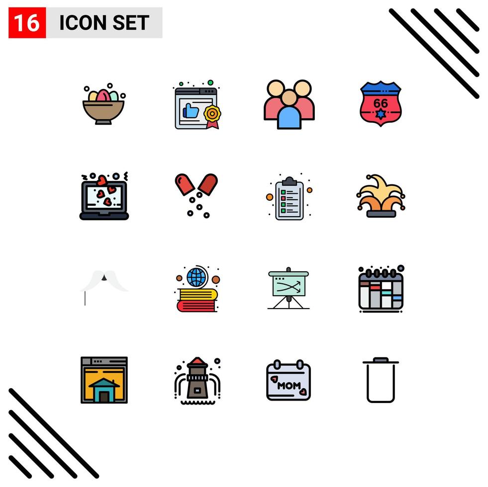 16 Creative Icons Modern Signs and Symbols of heart usa employee shield team Editable Creative Vector Design Elements