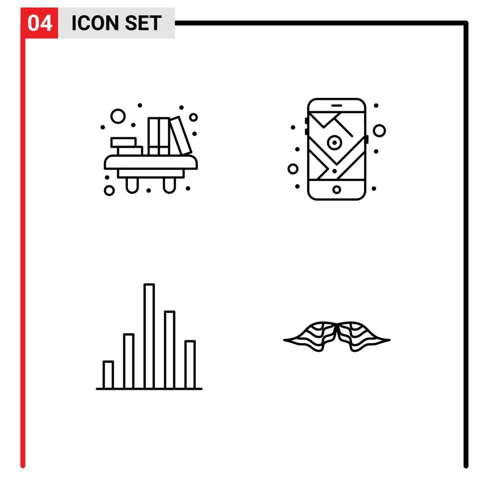 4 Creative Icons Modern Signs and Symbols of desk analytics school mobile inspect Editable Vector Design Elements