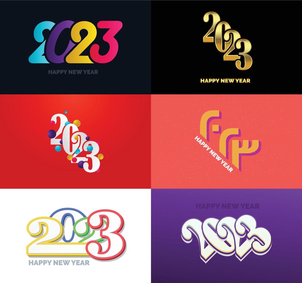 Big Collection of 2023 Happy New Year symbols Cover of business diary for 2023 with wishes vector