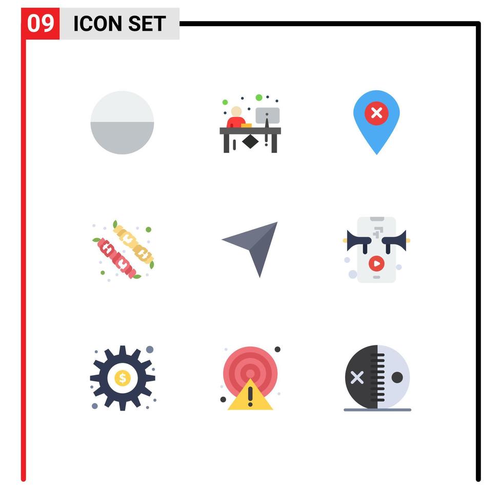 Universal Icon Symbols Group of 9 Modern Flat Colors of next pointer map arrow candy Editable Vector Design Elements