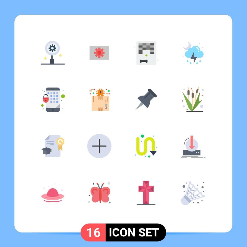 16 Creative Icons Modern Signs and Symbols of lock cloud arkanoid moon storm Editable Pack of Creative Vector Design Elements