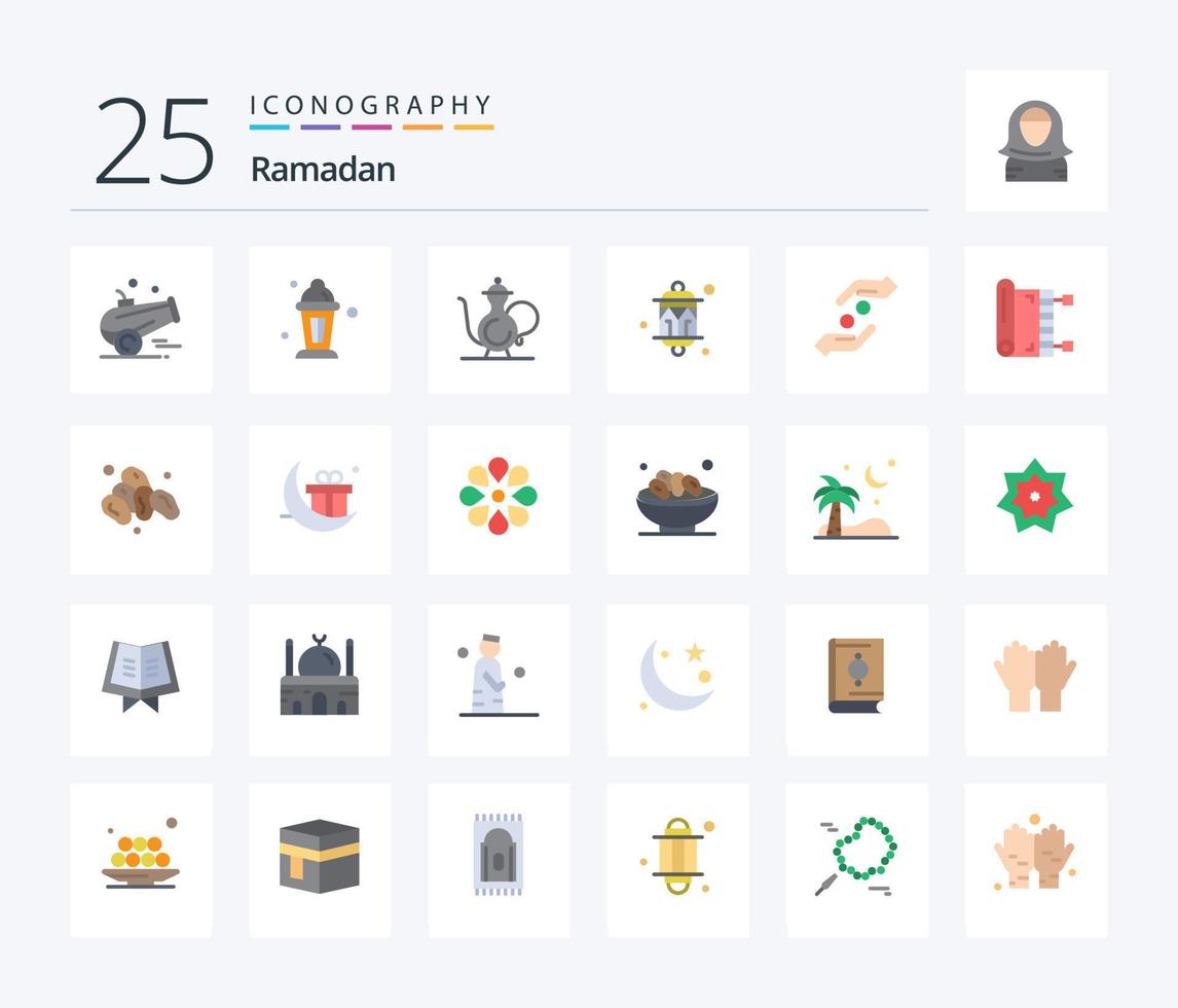 ramadan 25 paquete de iconos de color plano que incluye luz. festival. abrahámico. decoración. religión vector