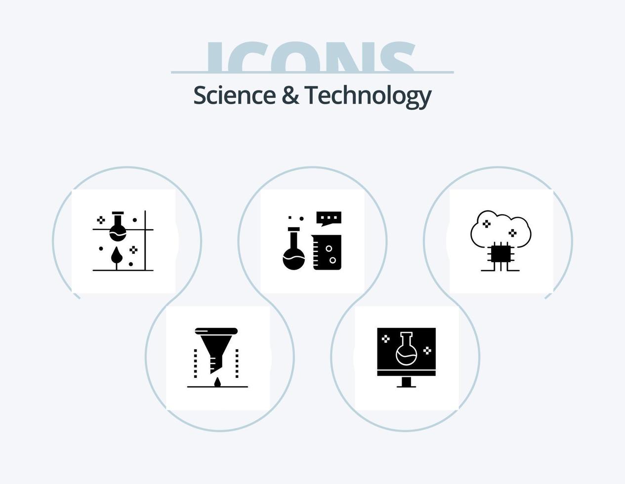 paquete de iconos de glifos de ciencia y tecnología 5 diseño de iconos. Laboratorio de química. equipo químico. ecografía laboratorio de ciencia. ciencia vector