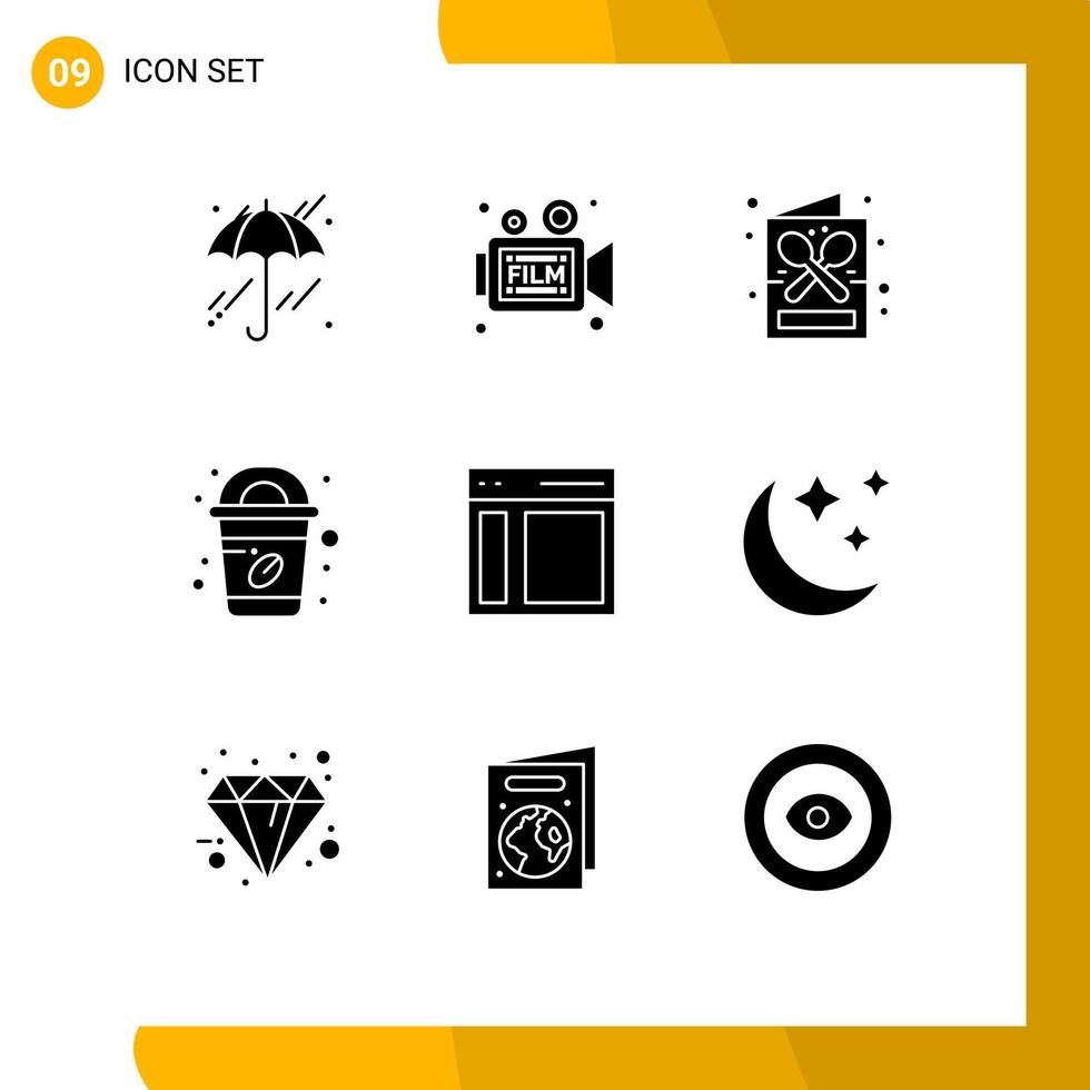 conjunto de 9 iconos de interfaz de usuario modernos símbolos signos para la interfaz starbucks coffee cup shop elementos de diseño vectorial editables vector