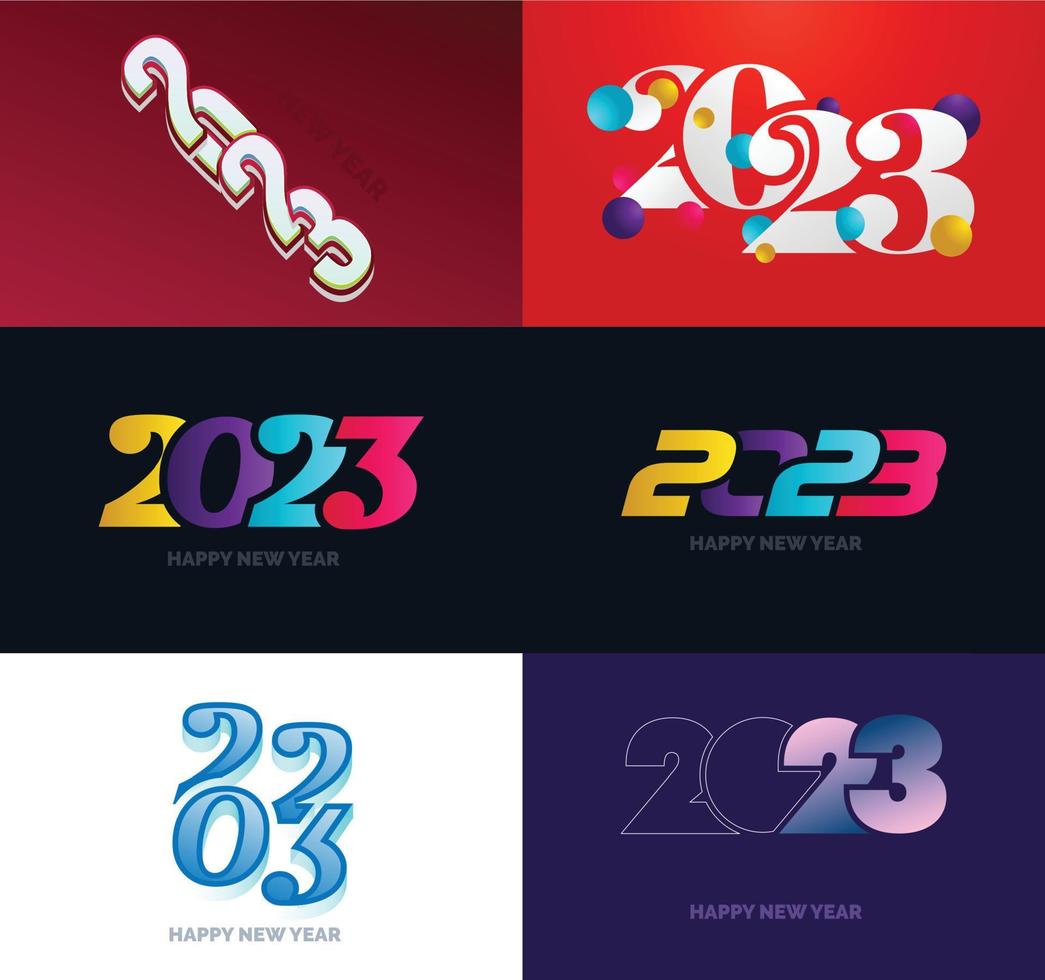 gran conjunto de 2023 feliz año nuevo diseño de texto de logotipo plantilla de diseño de número 2023 vector