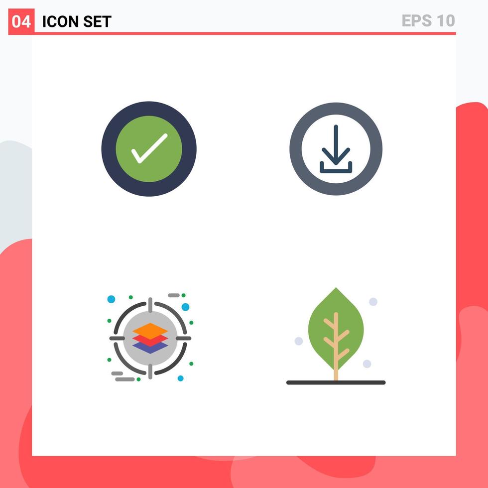 Modern Set of 4 Flat Icons and symbols such as layout business wireframe download management Editable Vector Design Elements