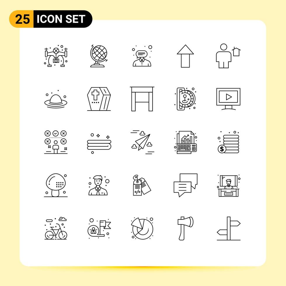 Group of 25 Lines Signs and Symbols for human home help body upload Editable Vector Design Elements