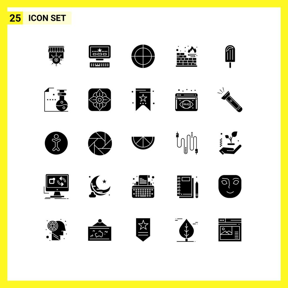 25 Creative Icons Modern Signs and Symbols of ice cream crosshair beach firewall Editable Vector Design Elements