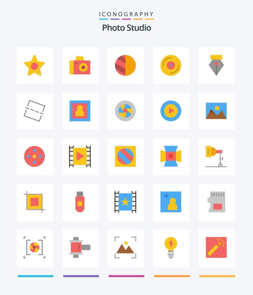 estudio fotográfico creativo 25 paquete de iconos planos como enderezar. imagen. sombra. foto. editor vector
