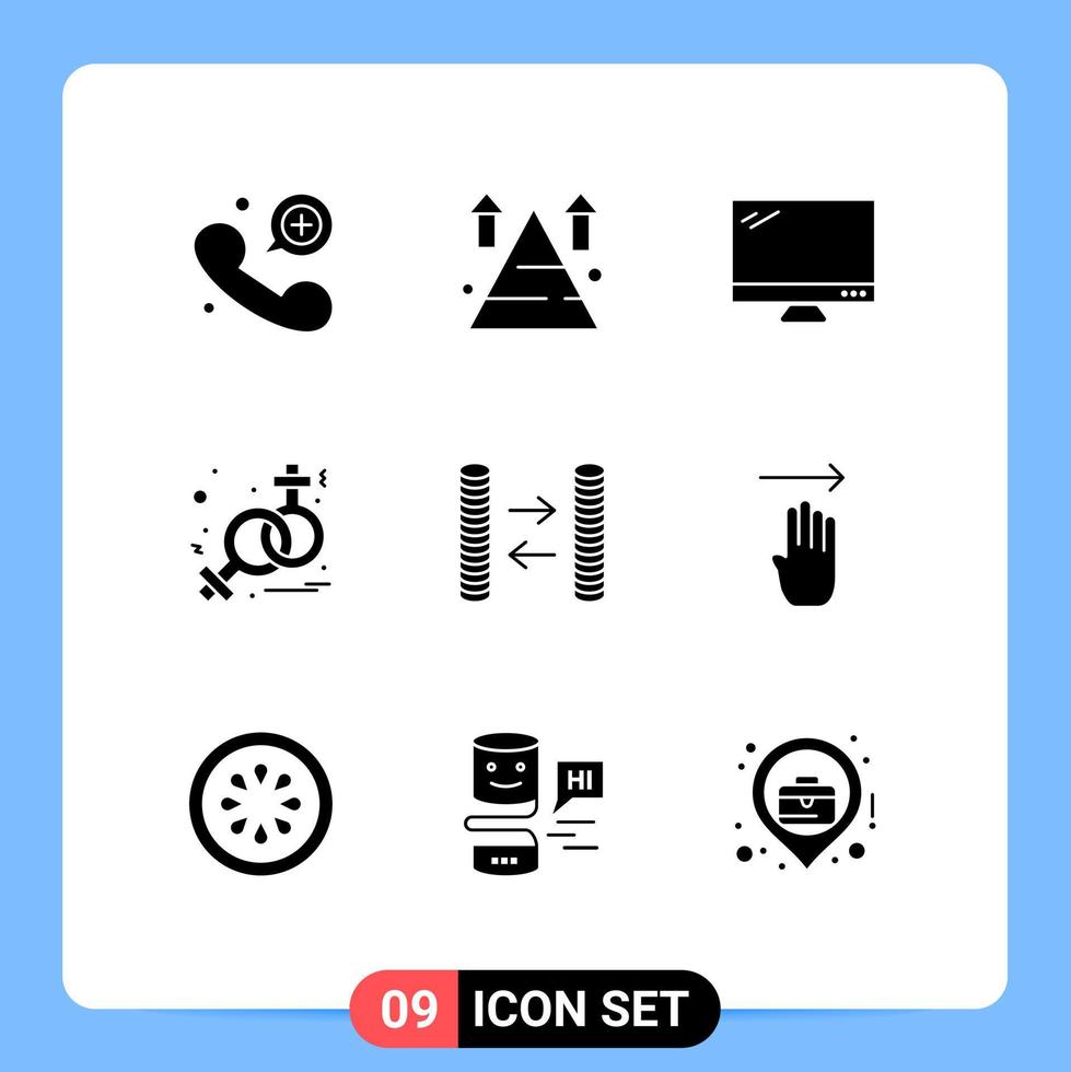 Modern Set of 9 Solid Glyphs and symbols such as cash symbolism top sign imac Editable Vector Design Elements