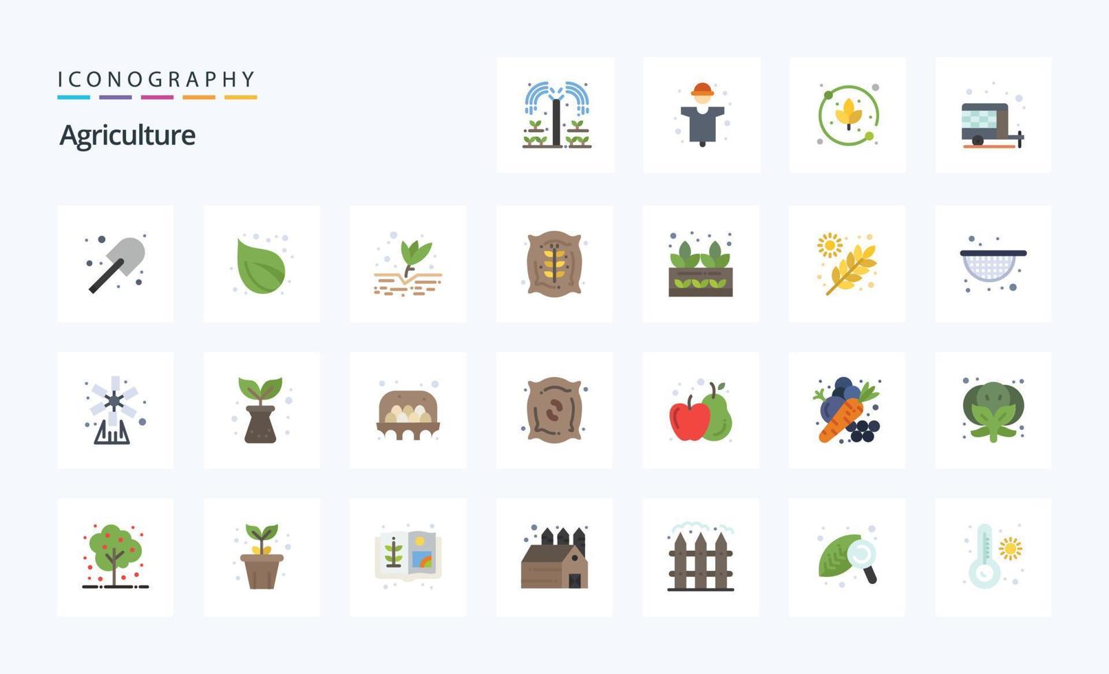 paquete de iconos de 25 colores planos de agricultura vector