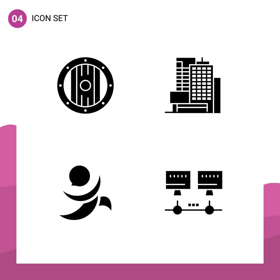 Pack of 4 Modern Solid Glyphs Signs and Symbols for Web Print Media such as element crypto spa office computer Editable Vector Design Elements