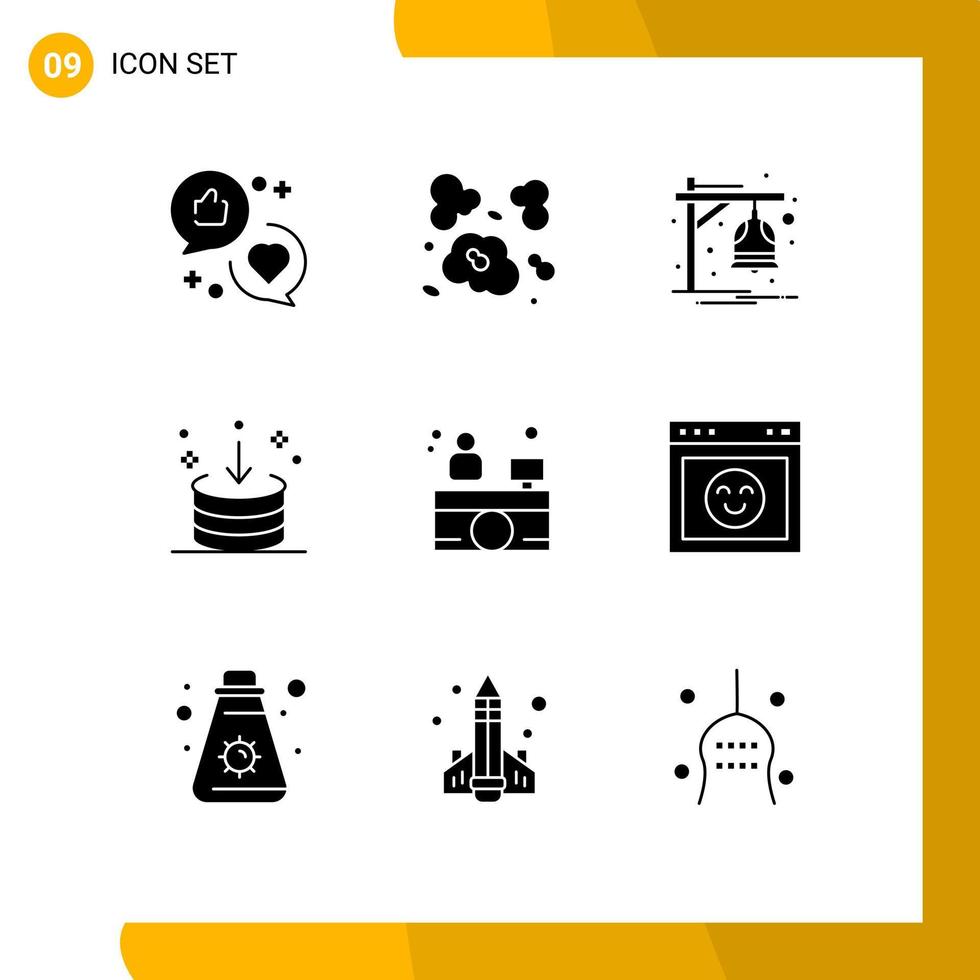 Stock Vector Icon Pack of 9 Line Signs and Symbols for interface download pollution down train Editable Vector Design Elements