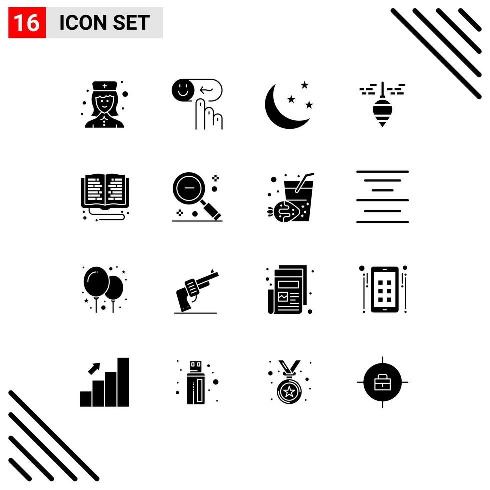 Pack of 16 creative Solid Glyphs of education plumb bob support bob nature Editable Vector Design Elements