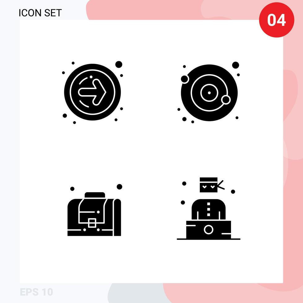 Mobile Interface Solid Glyph Set of Pictograms of forward arrow bag orbit satellite criminal Editable Vector Design Elements