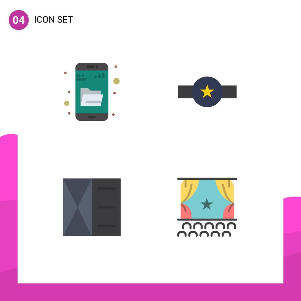 4 Thematic Vector Flat Icons and Editable Symbols of drive search accessories search military man Editable Vector Design Elements