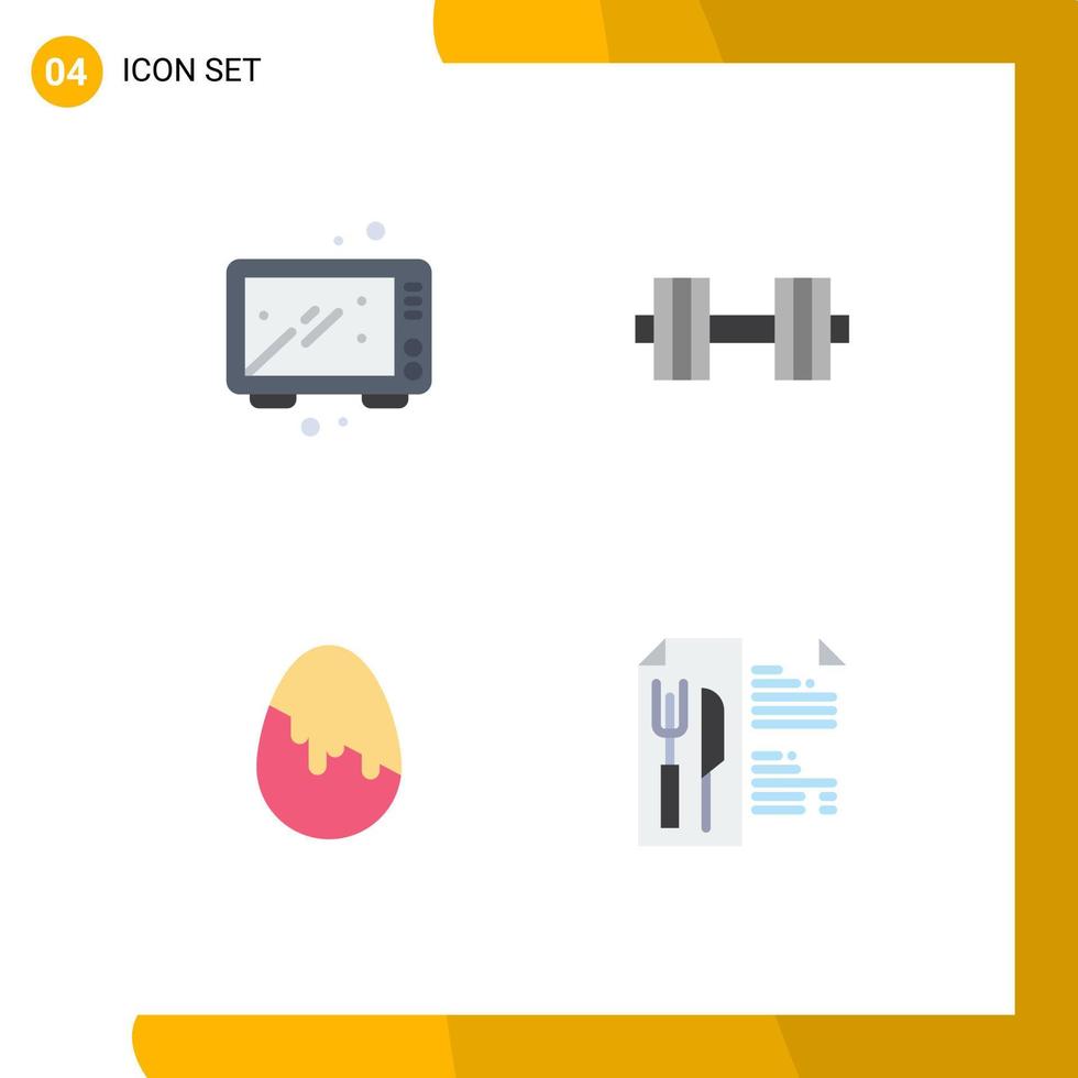 Universal Icon Symbols Group of 4 Modern Flat Icons of baking decoration kitchen dumbbells easter egg Editable Vector Design Elements