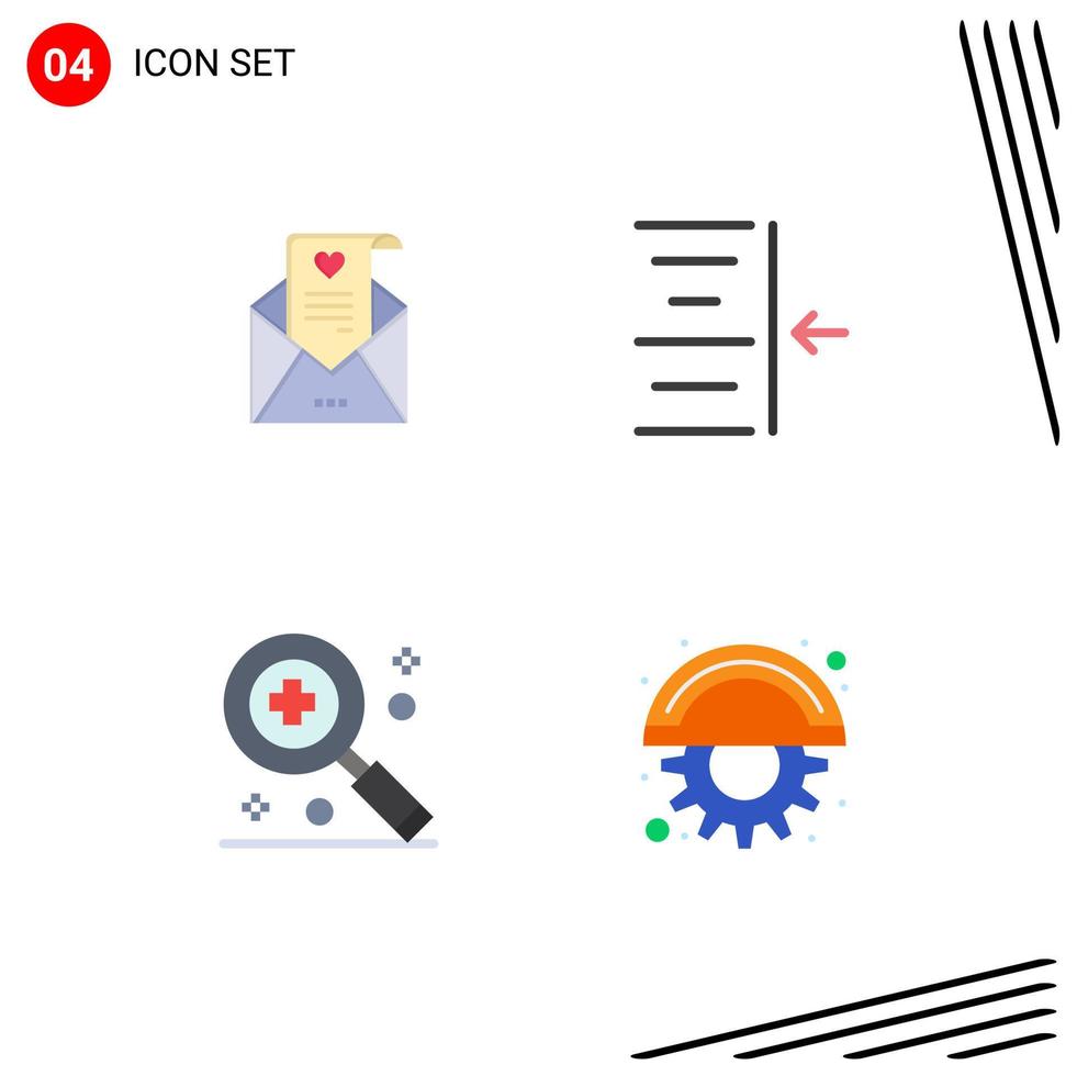 Group of 4 Flat Icons Signs and Symbols for mail medical wedding card text cutter Editable Vector Design Elements