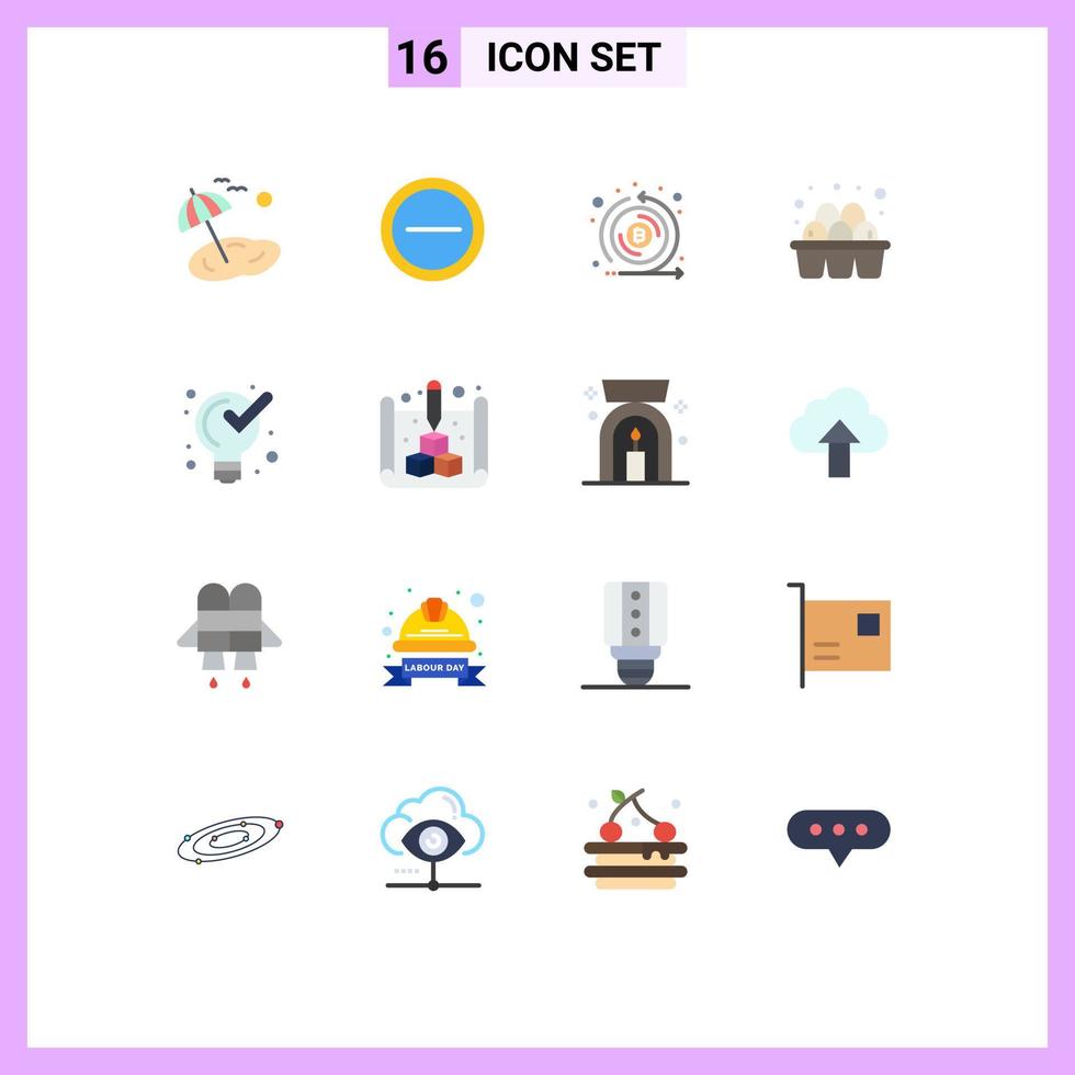 Universal Icon Symbols Group of 16 Modern Flat Colors of product defining currency supermarket eggs Editable Pack of Creative Vector Design Elements