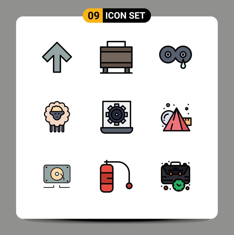 9 Creative Icons Modern Signs and Symbols of preference configure milk computer sheep Editable Vector Design Elements