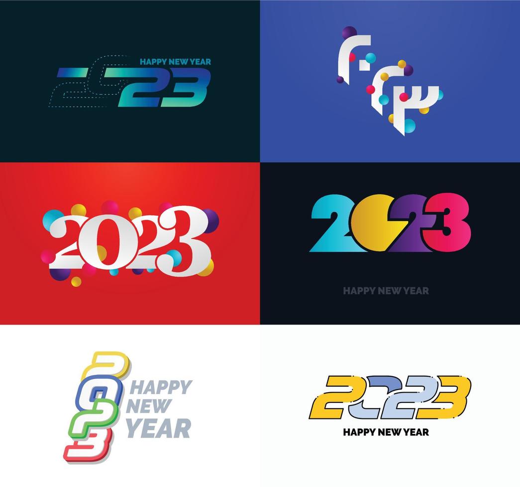 gran conjunto de 2023 feliz año nuevo diseño de texto de logotipo plantilla de diseño de número 2023 vector