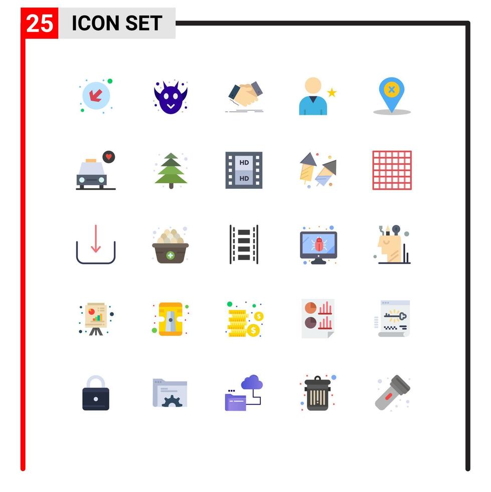 Stock Vector Icon Pack of 25 Line Signs and Symbols for navigation user hand shake star favorite Editable Vector Design Elements