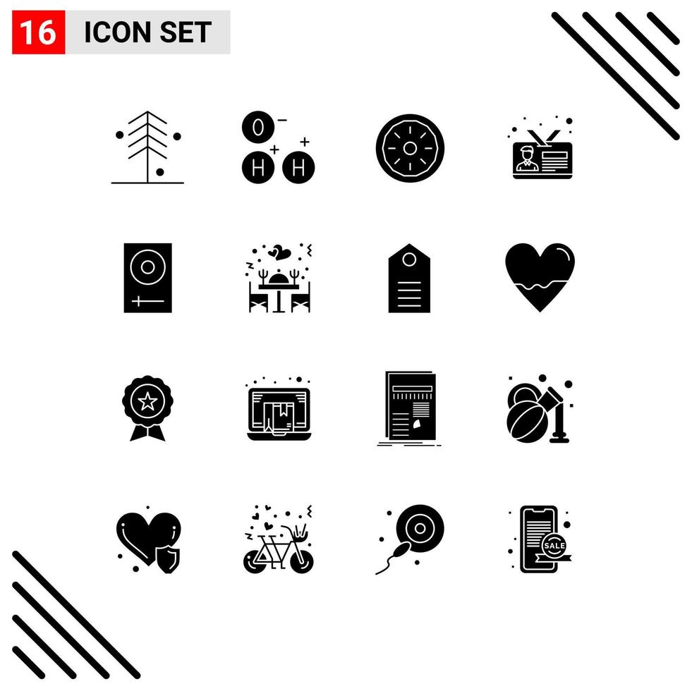 Stock Vector Icon Pack of 16 Line Signs and Symbols for console id card dinner id business Editable Vector Design Elements