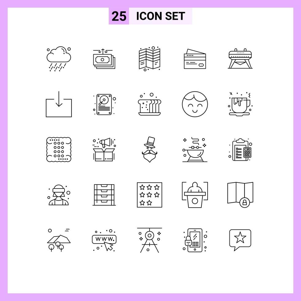 Group of 25 Lines Signs and Symbols for cards banking report creditcard print Editable Vector Design Elements