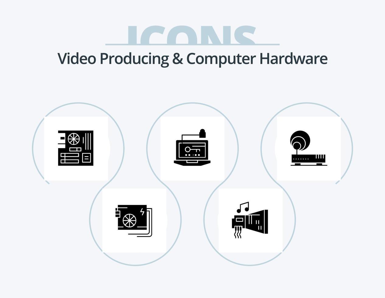 Video Producing And Computer Hardware Glyph Icon Pack 5 Icon Design. hardware. access. hardware. mother. main vector