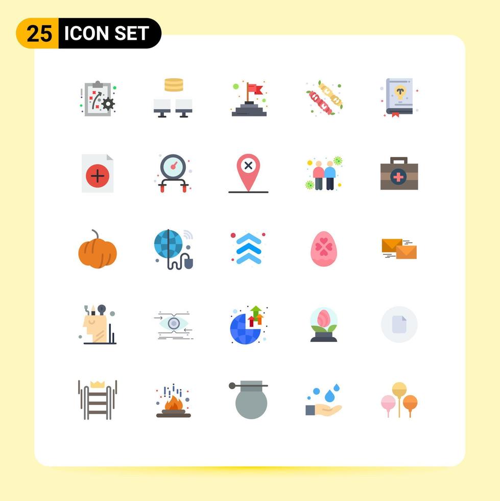 Universal Icon Symbols Group of 25 Modern Flat Colors of document learning success guide book Editable Vector Design Elements