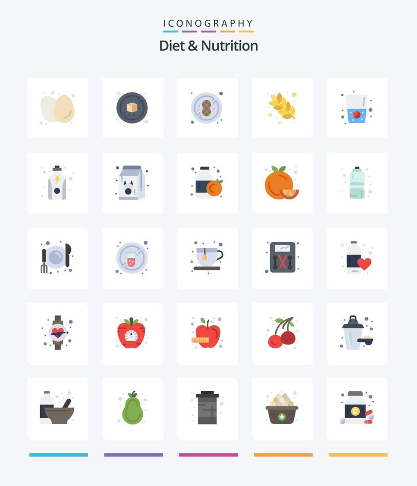 dieta creativa y nutrición 25 paquete de iconos planos como bebida. dieta. dieta. nutrición. alimento vector