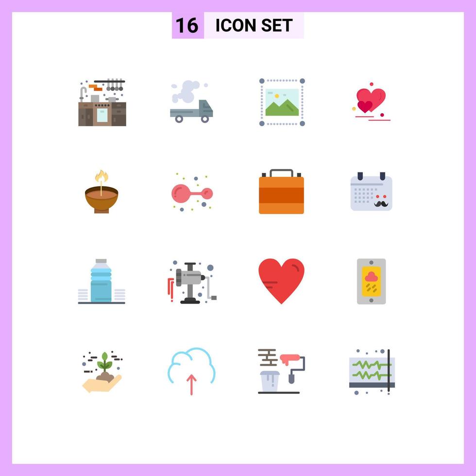 Set of 16 Commercial Flat Colors pack for celebrate couple design love image Editable Pack of Creative Vector Design Elements