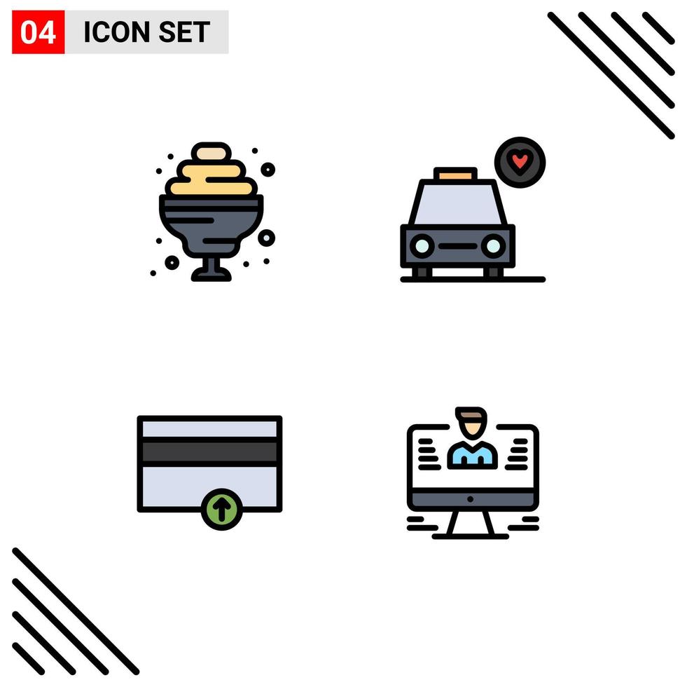 Set of 4 Modern UI Icons Symbols Signs for cocktail up car finance computer Editable Vector Design Elements