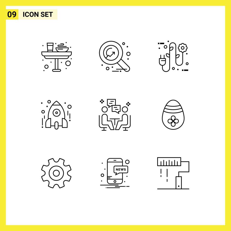 Group of 9 Modern Outlines Set for study rocket banking learn electrician Editable Vector Design Elements