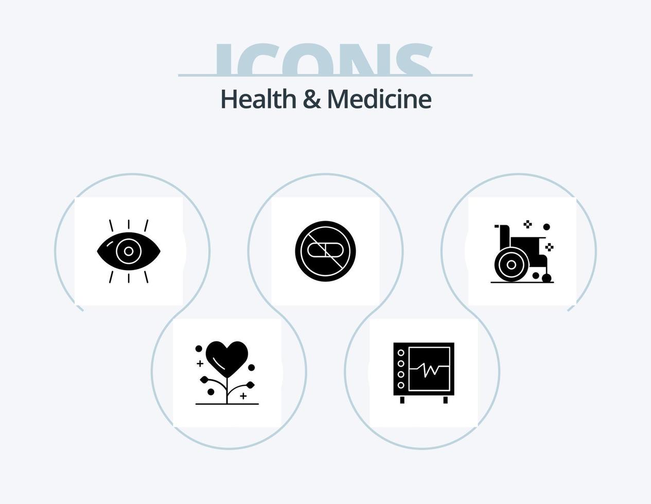 Health and Medicine Glyph Icon Pack 5 Icon Design. heart. beat. hospital. medicine. form vector