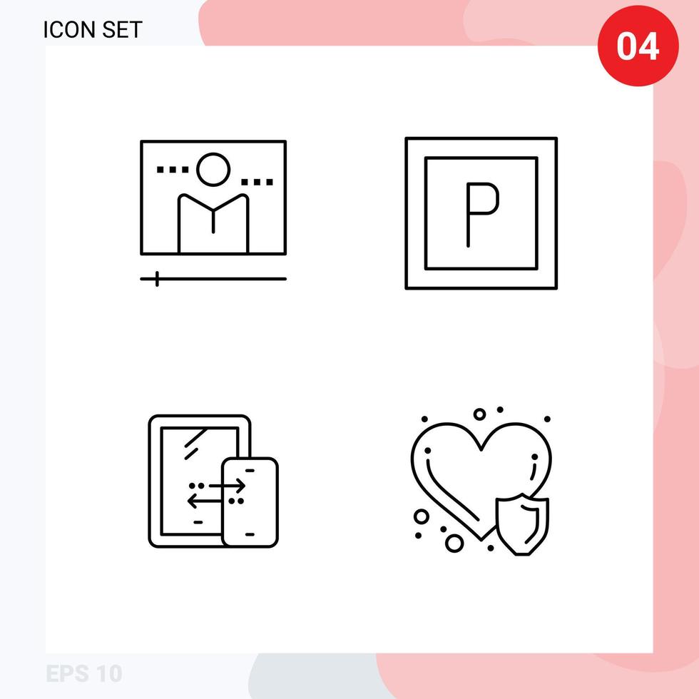 Universal Icon Symbols Group of 4 Modern Filledline Flat Colors of broadcast storage media player vehicles health care Editable Vector Design Elements