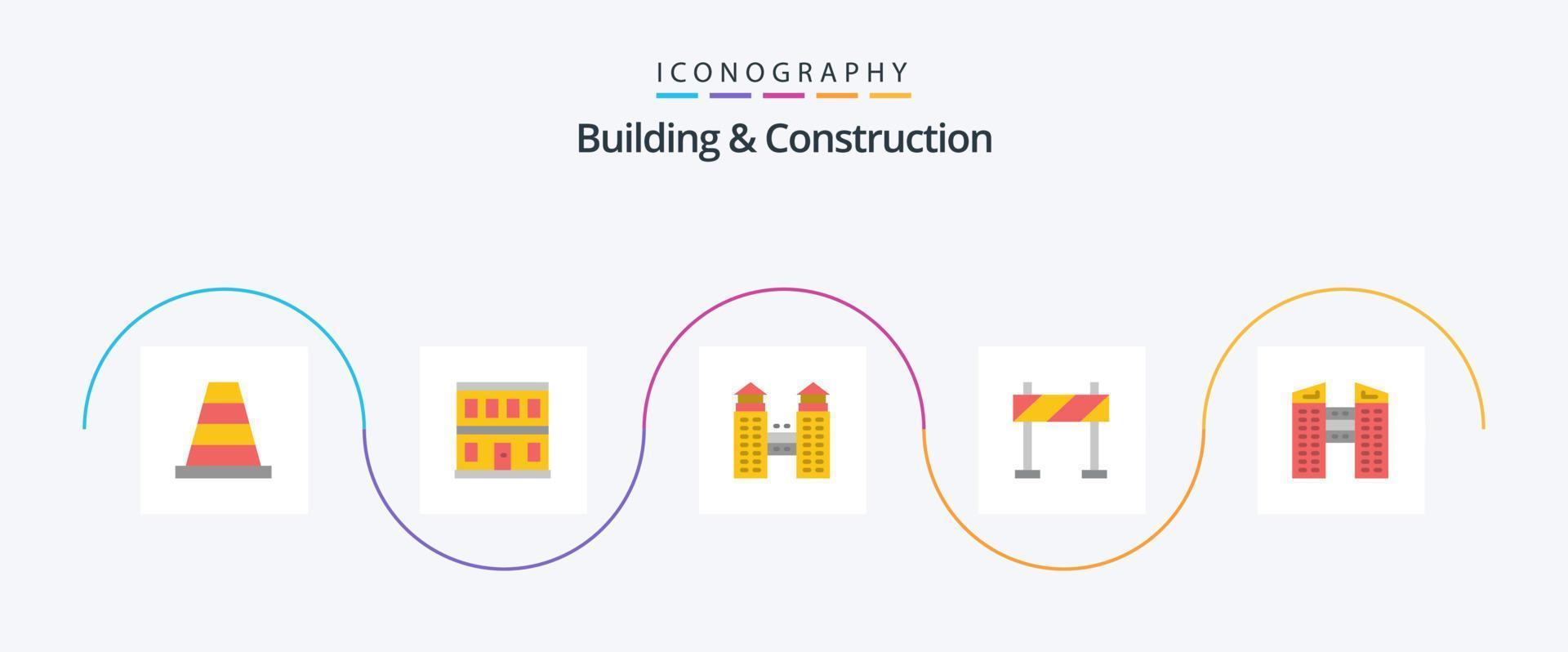 paquete de iconos de 5 planos de construcción y construcción que incluye. construcción. ciudad. ciudad. construcción vector