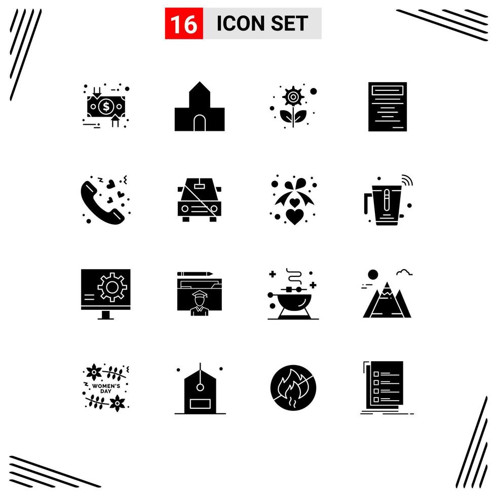 Pictogram Set of 16 Simple Solid Glyphs of love study christian building education gear Editable Vector Design Elements