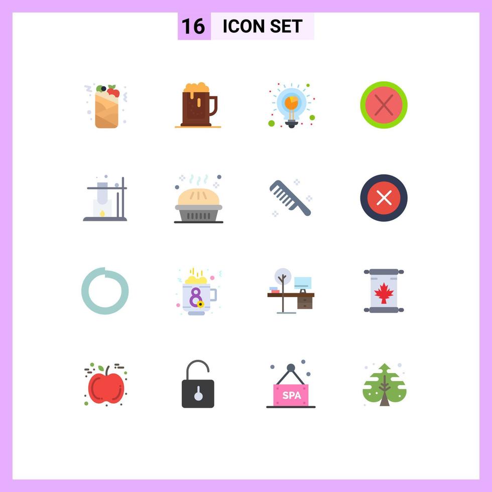 16 User Interface Flat Color Pack of modern Signs and Symbols of user interface jar cross analysis Editable Pack of Creative Vector Design Elements