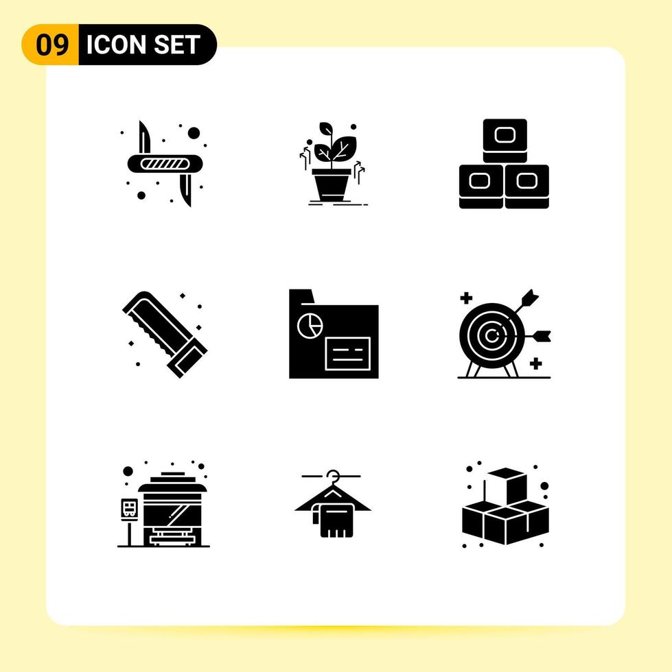 Set of 9 Modern UI Icons Symbols Signs for finance saw success plumbing mechanical Editable Vector Design Elements